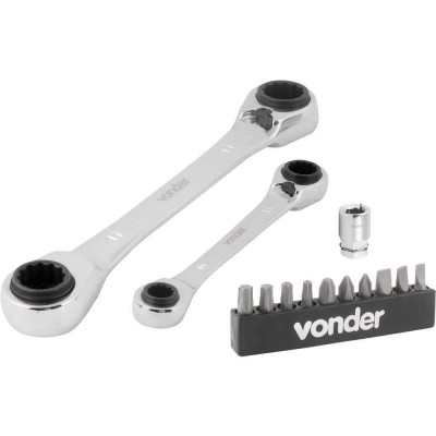 JOGO DE CHAVE ESTRELA 8MM A 19MM E BITS COM CATRACA VONDER