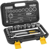 JOGO DE SOQUETES ESTRIADOS VONDER COM 18 PEÇAS 10MM A 32MM